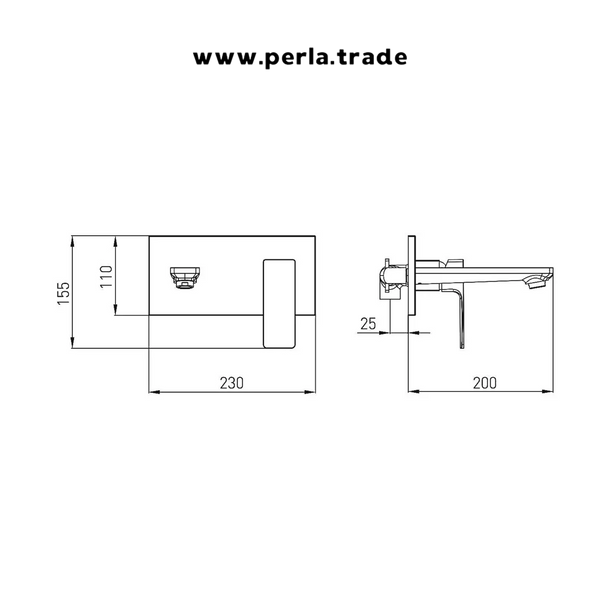 Змішувач для умивальника Perla Smart прихованого монтажу чорний PSS7803B PSS7803B фото